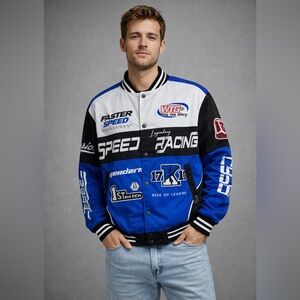 Manfinity Men’s Racing Jacket Size M Blue Black White
